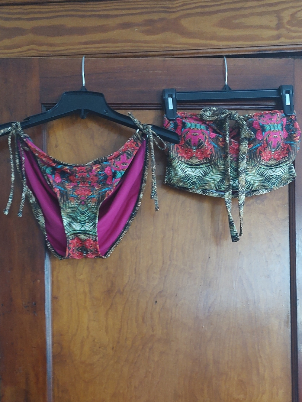 sofia by sofia vergara Pink and Green Floral Tie-Side Bikini